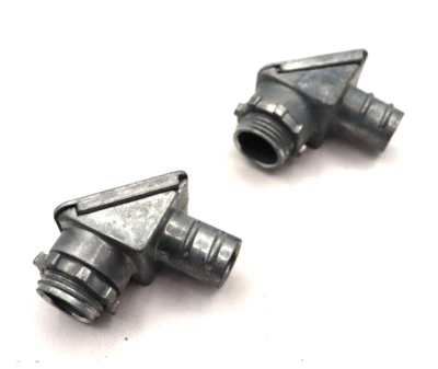 Regal 9672, 1/2 polegadas, conector FMC aparafusado, 90°, zinco, tampa deslizante, pacote com 2 - Imagem 1 de 4