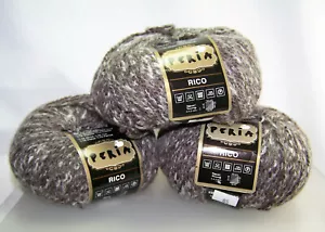3 Peria Rico Wool Blend Luxury Yarn Brown Tweed # 05 Washable Turkey - Picture 1 of 4