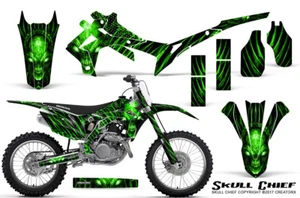 HONDA CRF 450 CRF450 2013-2015 GRAPHICS KIT CREATORX DECALS SKULL CHIEF GREEN NP - Picture 1 of 1