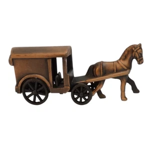 Miniature Diecast Pencil Sharpener Horse Wagon Antiqued Finish Copper Metal 3.5" - Picture 1 of 7