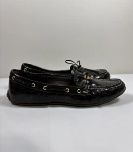 Sperry Top Sider Womens Laura Sz 8M Brown Patent Leather Loafer Boat shoe Office - Picture 1 of 17