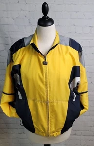 Vintage 90s Tail Windbreaker Jacke Mantel Gr. S gelb marine weiß klassisch gefüttert - Bild 1 von 9