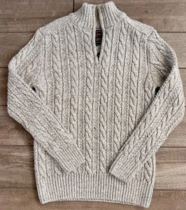The Superdry Co. Grobstrick Pullover Herren Large Wollmischung Zopfmuster Grau - Bild 1 von 8