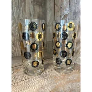 Par De Gafas Highball Presidentes De Colección Diseño Moneda Oro Negro Americana - Imagen 1 de 3