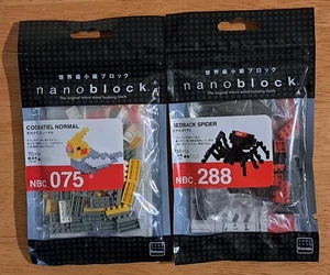 Nanoblock lot  of 2 micro-sized building blocks - REDBACK SPIDER & COCKATIEL NIB - Picture 1 of 2