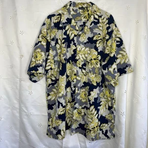 Sideout Hawaii Aloha Button Shirt XL Blue Yellow Floral Summer Vintage Soft - Picture 1 of 3
