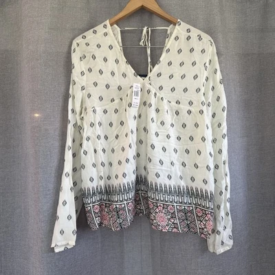 Roxy A Sky Full Of Stars LS Boho Blouse. Tie Back. XL - image 1 of 4