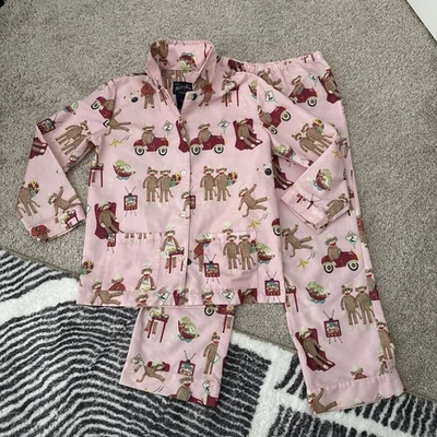 Ropa de dormir Nick & Nora 2 piezas, L-12 para niña, parte superior abotonada/fondo elástico, franela Foto 1 de 4