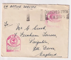 WW2 Royal Navy PASSED BY CENSOR Cover 1940 to Paignton Devon - Picture 1 of 2