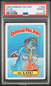 PSA 10 GEM MNT 1986 Topps Garbage Pail Kids OS4 158b IG LOU Sticker Card - Picture 1 of 2