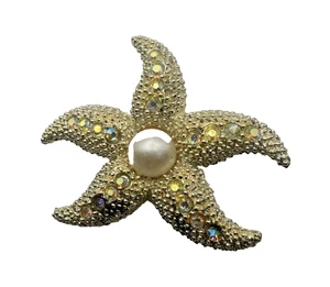 Spilla stella marina figura cabochon finte perle retrò vintage anni '60 - Foto 1 di 5
