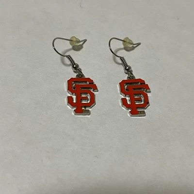 Pendientes colgantes con logotipo de los Gigantes de San Francisco MLB tono plateado rojo Foto 1 de 3