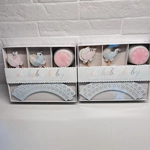 Meri Go Round Oh Baby Baby 24 Cupcake Cases Toppers Wrappers Lot Of 2 New - Picture 1 of 5