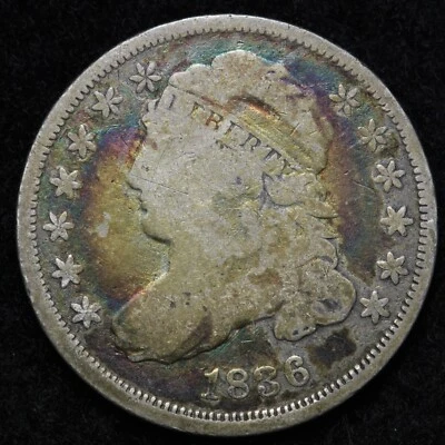 1836 Capped Bust Silver Dime CHOICE FINE TONED E217 ZNL - Image 1 of 2