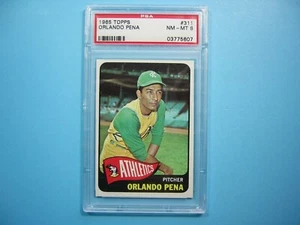 1965 TOPPS MLB BASEBALL CARD #311 ORLANDO PENA PSA 8 NM/MINT SHARP+ GL - Picture 1 of 2