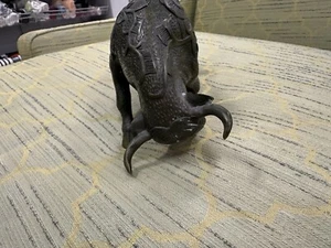 VINTAGE Chinese refined craftwork Pure Bronze lotus flower  Bull Statue 10" - Picture 1 of 9