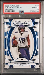 2022 Justin Jefferson Minnesota Vikings Panini Flawless Sapphire 10/15 PSA 8 - Picture 1 of 2