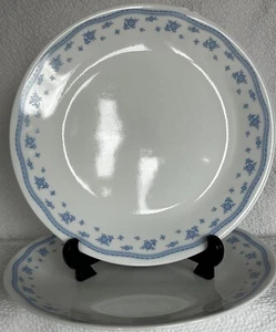 Corelle Morning Blue Pattern Set Of 2 Dinner Plates 1980s Discontinued VGUC - Picture 1 of 11
