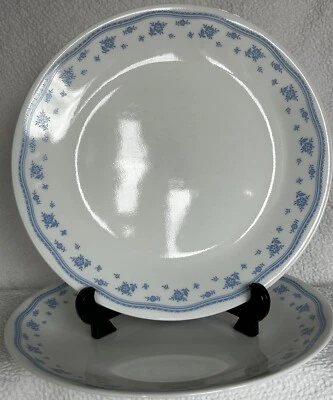 Corelle Morning Blue Pattern Set Of 2 Dinner Plates 1980s Discontinued VGUC - Image 1 of 4