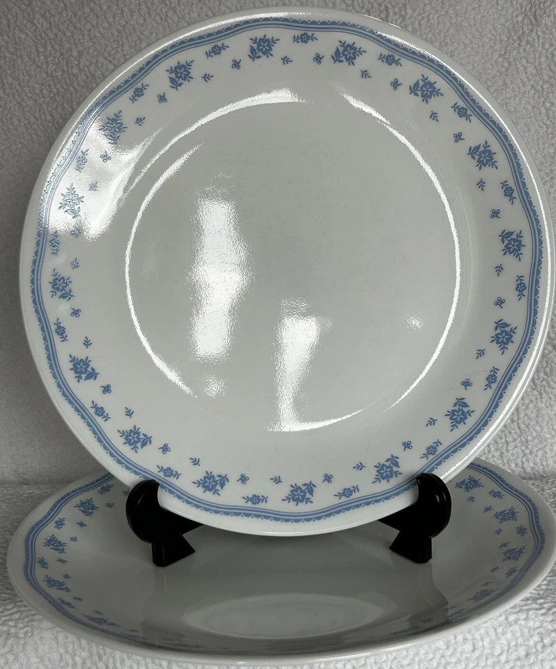 Corelle Morning Blue Pattern Set Of 2 Dinner Plates 1980s Discontinued VGUC - Image 1 of 4