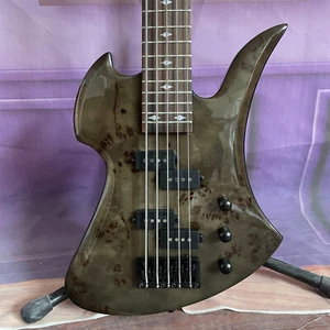 Tree Burl Top Mockingbird Electric Bass Guitar 5 Strings Rosewood Fretboard - Picture 1 of 8