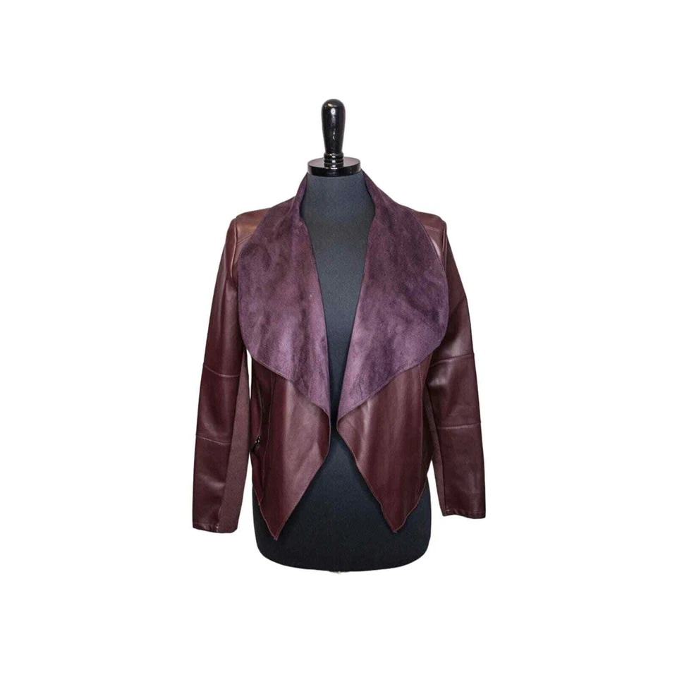 Chaqueta Bagatelle Imitación Cuero Borgoña Frente Abierto Talla S Foto 1 de 4