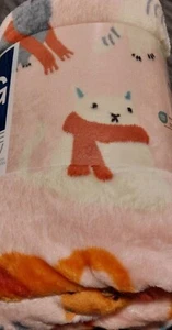 Cozy Cats Pink Soft Plush Throw Blanket 5' x 6 ft - The Big One - New - Picture 1 of 4