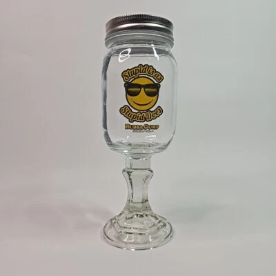 Bubba Gump Shrimp "Stupid Is As Stupid Does"  Mason Jar Drinking Glass Stem 9" - Image 1 of 3