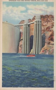 Upstream Face and Intake Towers Boulder Dam Boulder City Nevada Postcard - Imagen 1 de 2