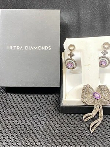 Ultra Diamonds Amethyst 925 Sterling Ohrringe und Anhänger ~ Vintage ~ mit Karton - Bild 1 von 12