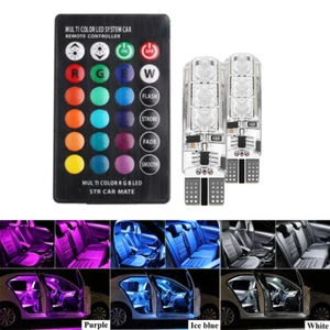 2Pcs 168 194 W5W T10 Multicolor RGB LED Bulbs Car Parking Lights Accessories - Picture 1 of 24