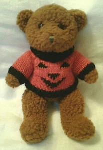 Roxbury Stuffed Bear with Pumpkin Face Sweater - Picture 1 of 5