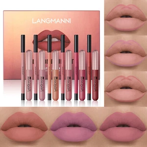 Matte Lip Gloss Lip Liner Combo 12pcs Set T9J1 - Picture 1 of 12
