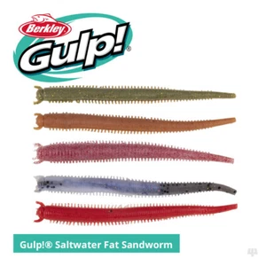 Berkley Gulp! Saltwater Fat Sandworm Lures - Bass Wrasse Pollock Cod Perch Trout - Picture 1 of 7