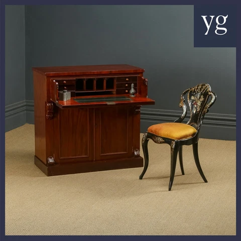 Antique English William IV Mahogany Secretaire Bureau Desk Chiffonier (c.1835) Cover