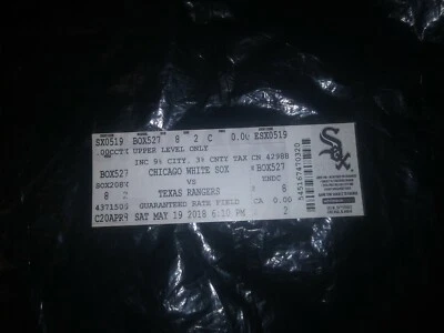 Chicago White SoX Vs The Texas Rangers Baseball Game 5/19/18 2018 Ticket Stub - Image 1 of 2