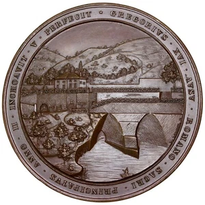 ITALY Papal Tivoli Gregorian Tunnels/Aniene River Diversion 1835 bronze Medal - Picture 1 of 3