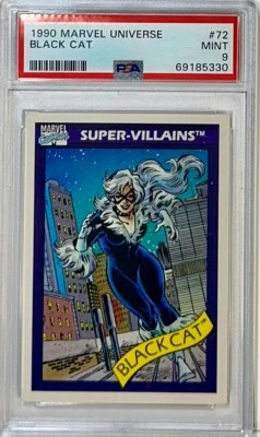 1990 Impel Marvel Universe #72 BLACK CAT Rookie RC PSA MINT 9 - Image 1 of 4