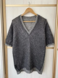 PRADA Mohair Short Sleeve V-Neck Sweater Size 44 - Picture 1 of 4