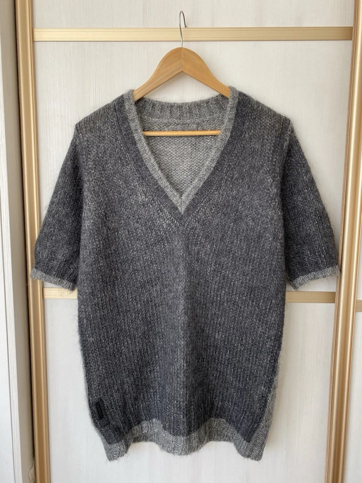 PRADA Mohair Short Sleeve V-Neck Sweater Size 44 - Image 1 of 4