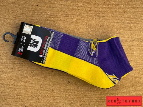 Los Angeles Lakers Socks Adult Sz 6-12 Low Cut UNK NBA Basketball 3 PAIRS Mens Cover