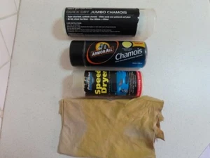 Car Wash Chamois x 4 - 3 x Synthetic & 1 x Natural All Good Condition - Picture 1 of 5