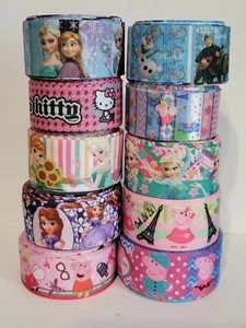 10 Yards 7/8" & 1" Mixed Lot Grosgrain printed Ribbon Hair Bow Supplies - Picture 1 of 1