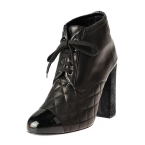 CHANEL boots G28710 Matrasse COCO Mark Short Boots Quilted Chunky Heel Refe... - Picture 1 of 10