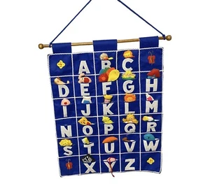 Vtg Felt Alphabet Hanging Pockets Of Learning Wall Art 22”x17” - Picture 1 of 17