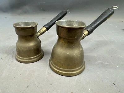 Antigua Olla de Latón Antigua Colección Café Cezve Ibrik Turco Griego Árabe Foto 1 de 4