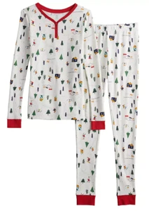 NEW Girls Lauren Conrad Jammies For Your Families® Snowy Skier Pajama Set, Sz 14 - Picture 1 of 1