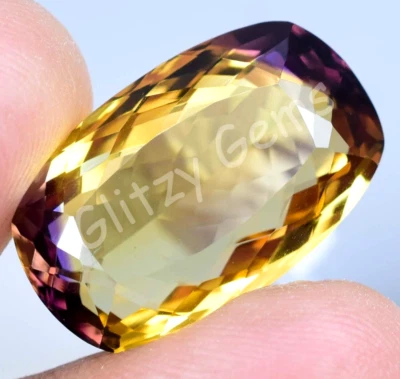 21.45 Ct Natural Bolivia Bi-Color Ametrine Cushion Certified Untreated Gemstone - Image 1 of 4