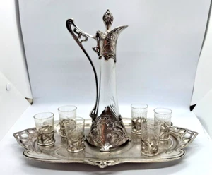 Art Nouveau Vintage WMF Liqueur Set Decanter, Glasses, Tray - Picture 1 of 15