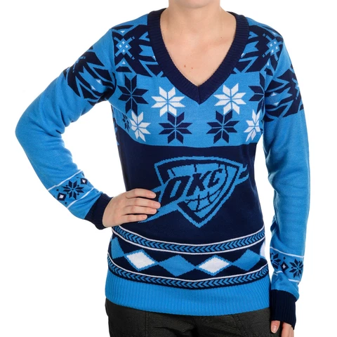Oklahoma City Thunder Womens Big Logo V-Neck Sweater Medium Cover